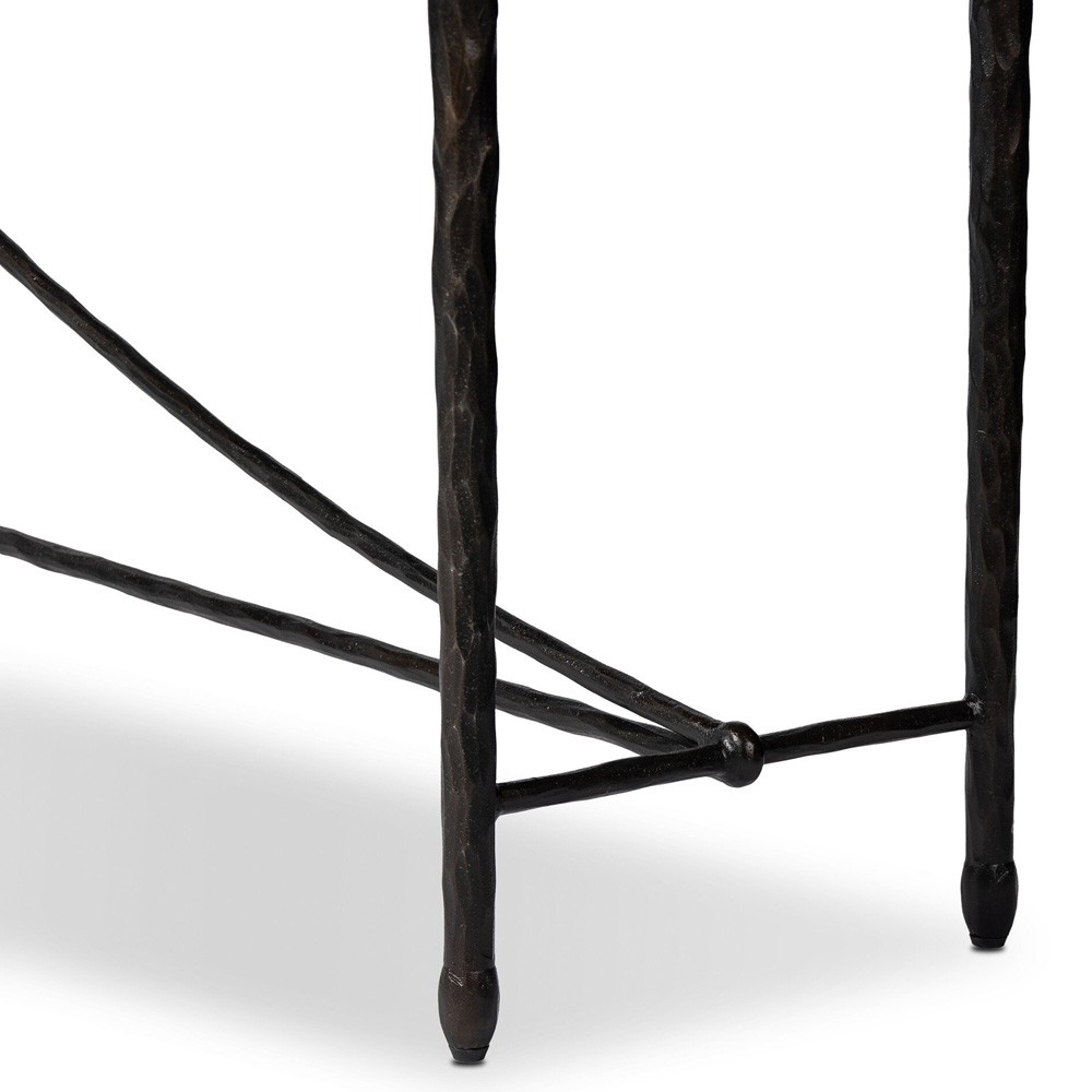 Jane Updated Traditional Textured Black Iron Rectangular Console Table|