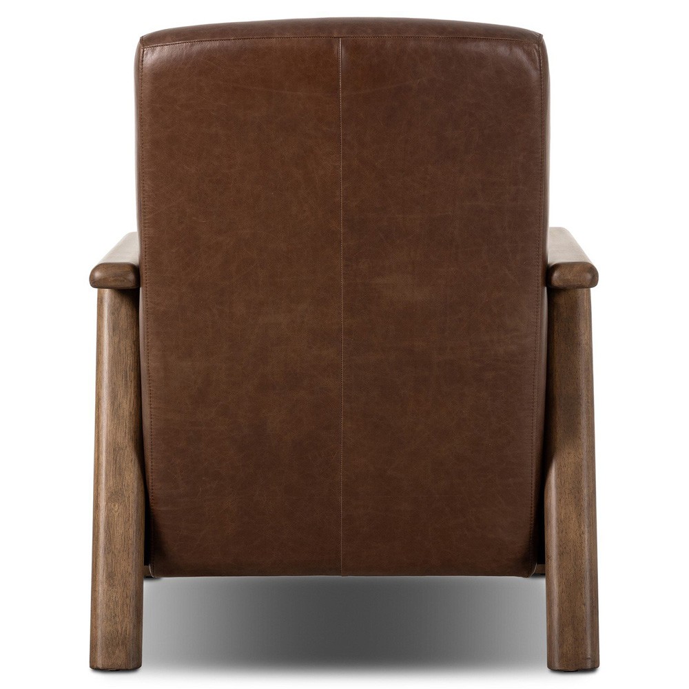 Janek Rustic Lodge Brown Leather Woven Cane Recliner|