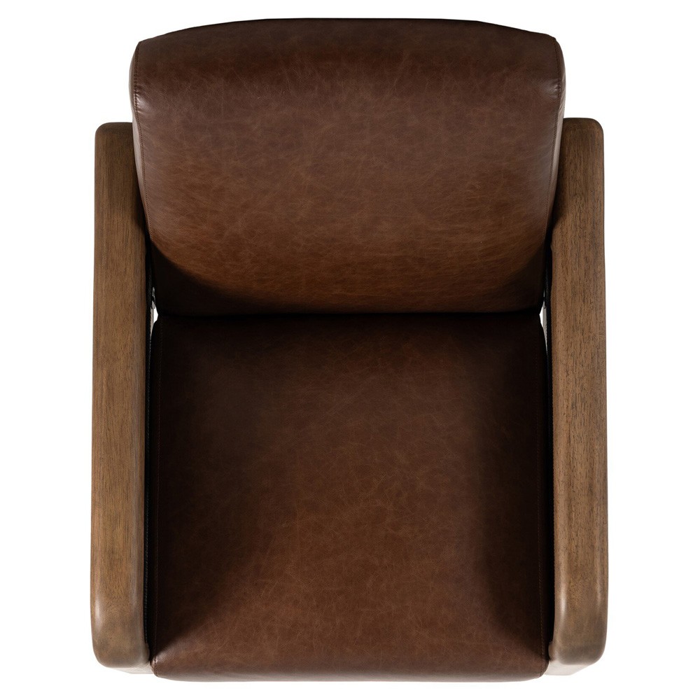 Janek Rustic Lodge Brown Leather Woven Cane Recliner|