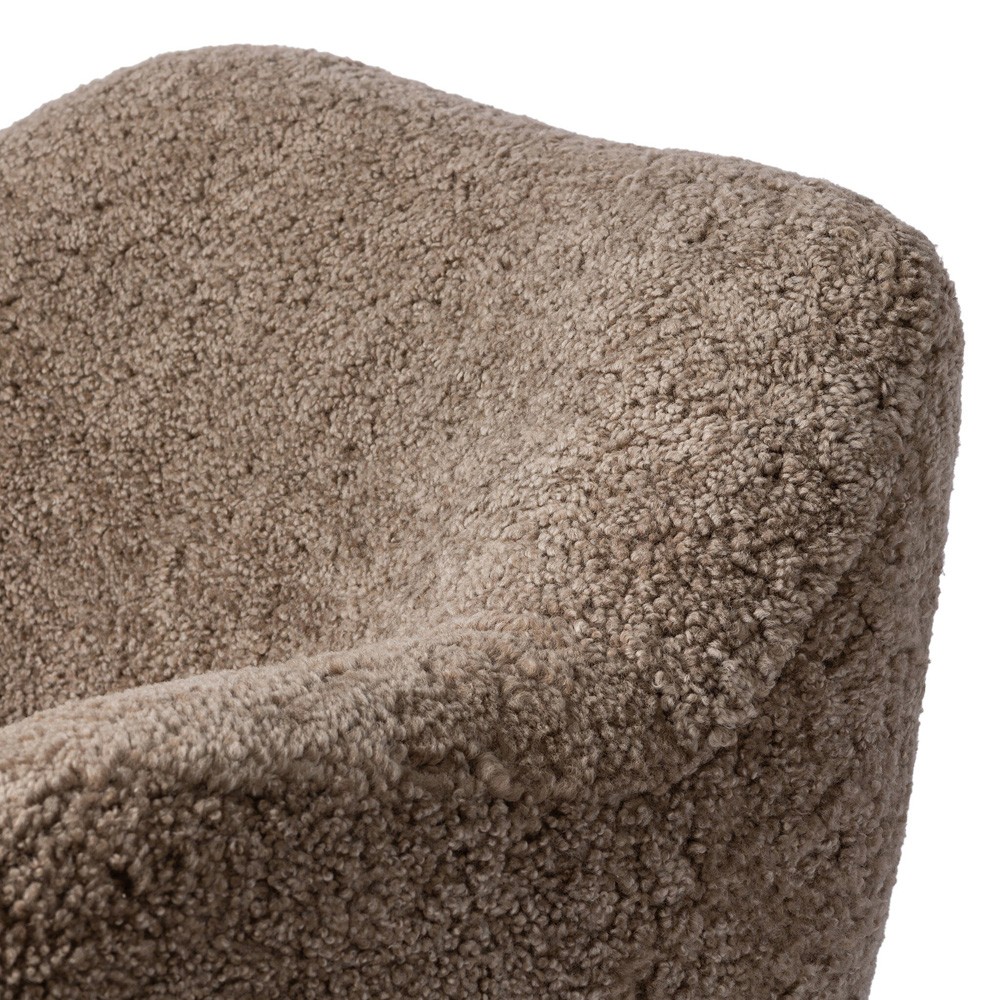 Justine Modern Classic Taupe Shearling Chaise Lounge|