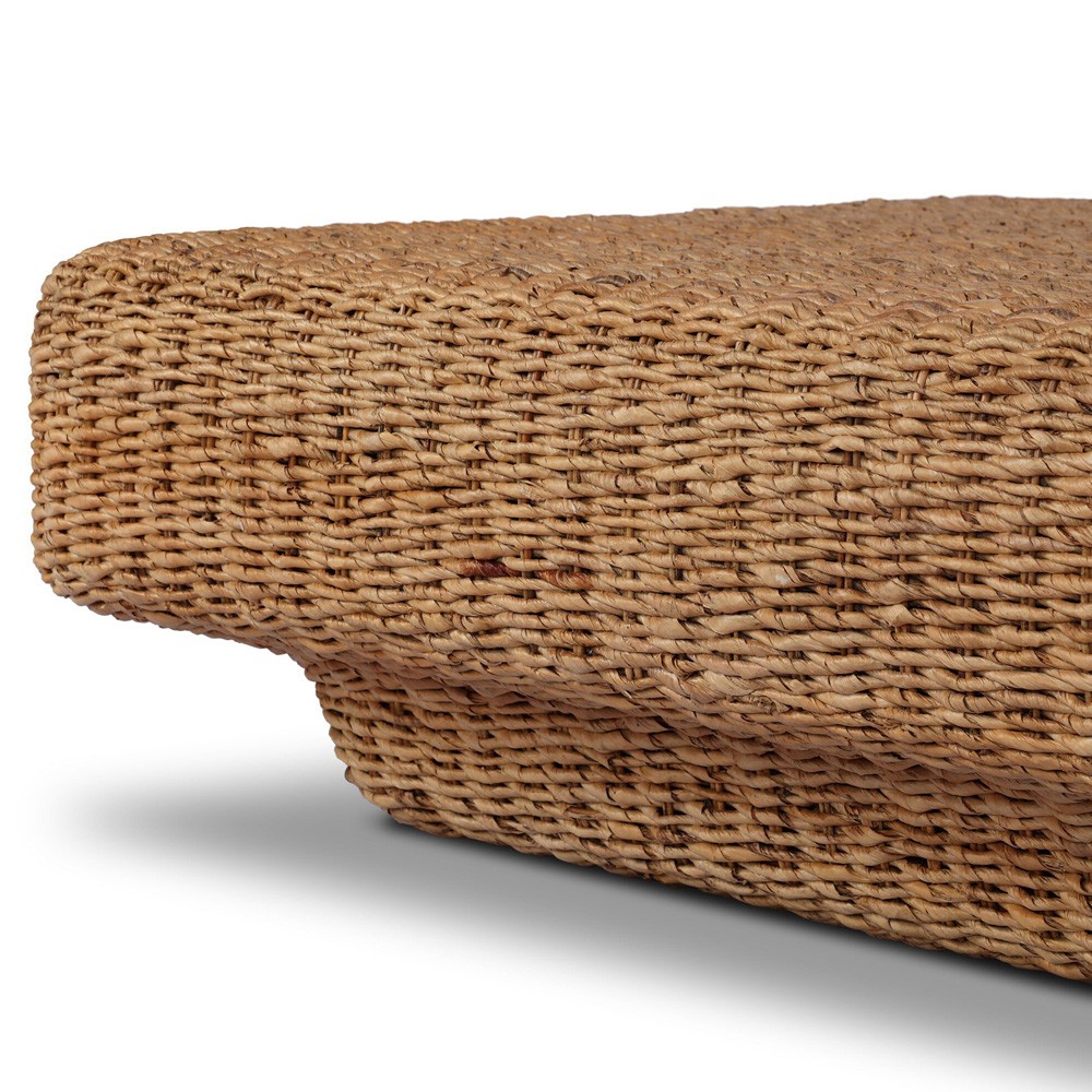 Keira Coastal Beach Bleached Woven Banana Leaf Square Coffee Table |