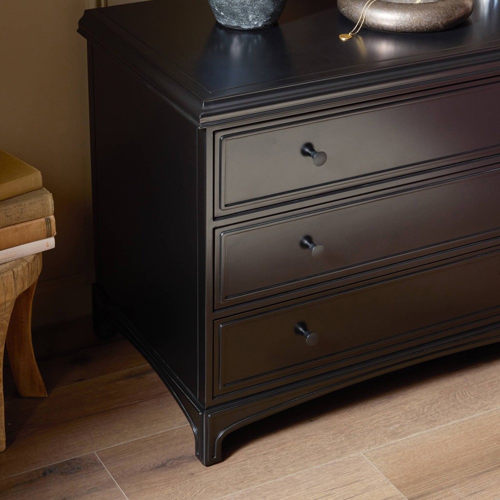 Kurk Updated Traditional Black Iron Nightstand|