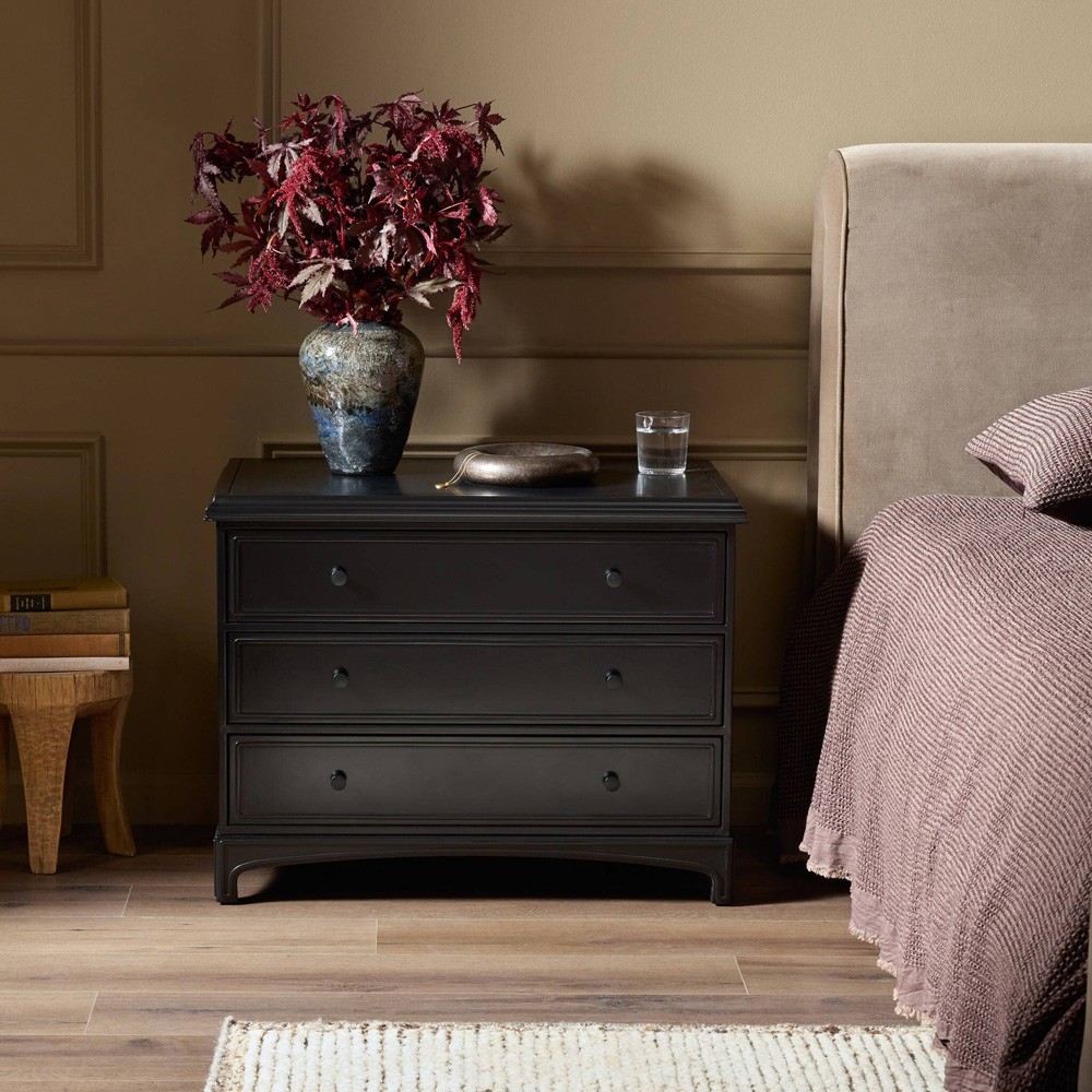 Kurk Updated Traditional Black Iron Nightstand|