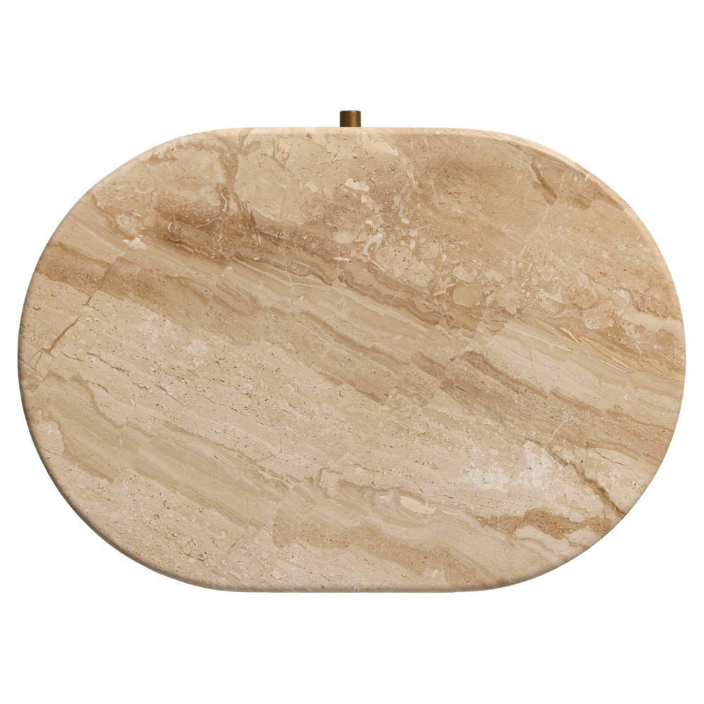 Lando Modern Classic Beige Marble Brown Wood Nightstand|