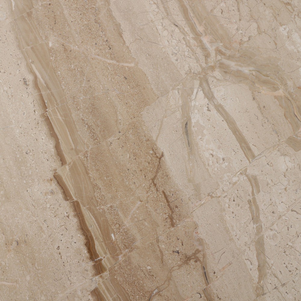 Lando Modern Classic Beige Marble Brown Wood Nightstand|