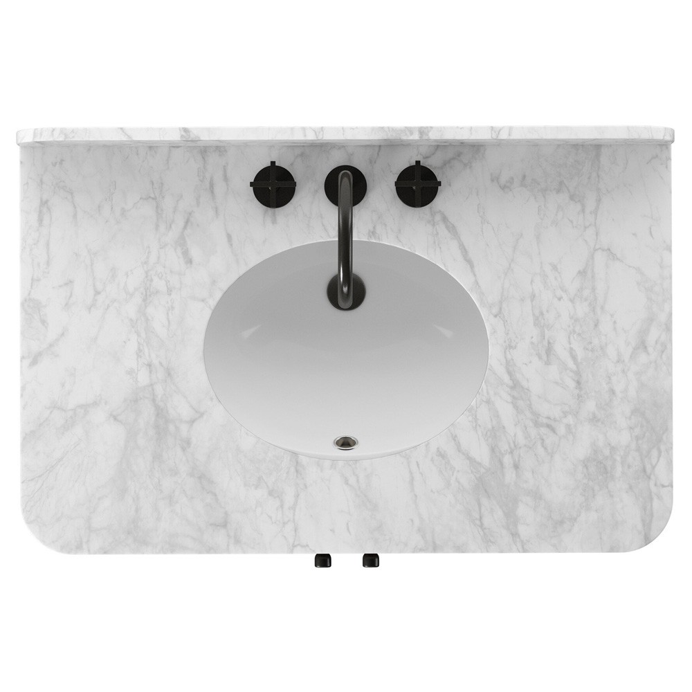 Malden Modern Classic White Marble Brown Oak Reeded Vanity Sink - 36"|