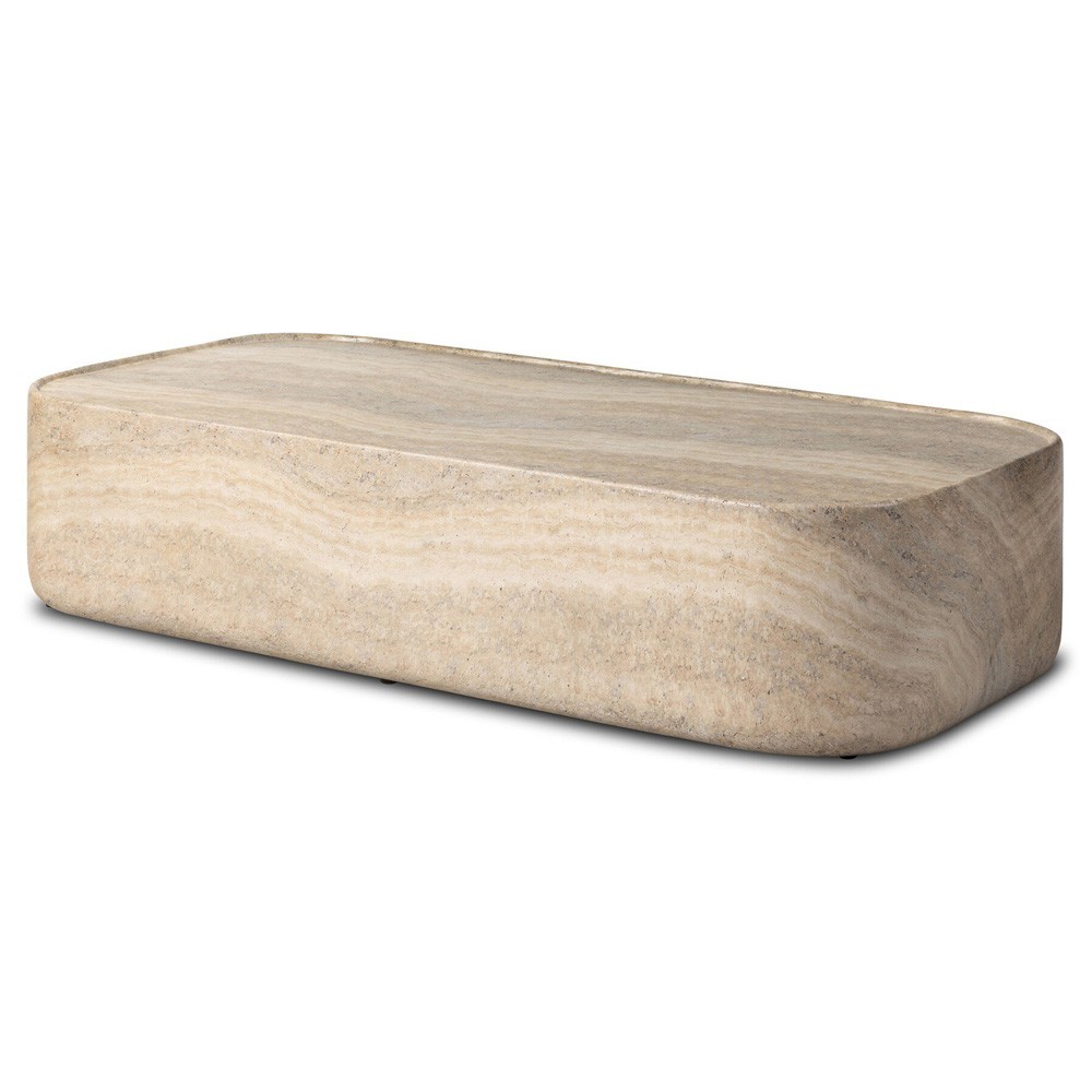 Manor Modern Classic Grey Concrete Rectangular Block Outdoor Coffee Table|