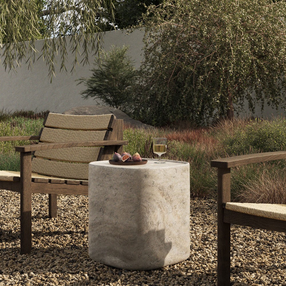 Manor Modern Classic Grey Concrete Block Outdoor End Table|