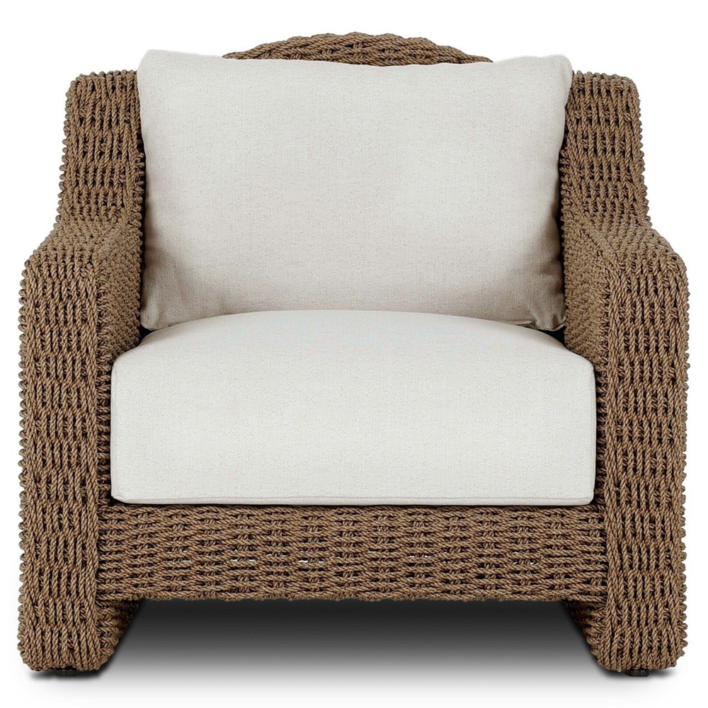 Marina Coastal Beach Cream Woven Outdoor Lounge Chair|