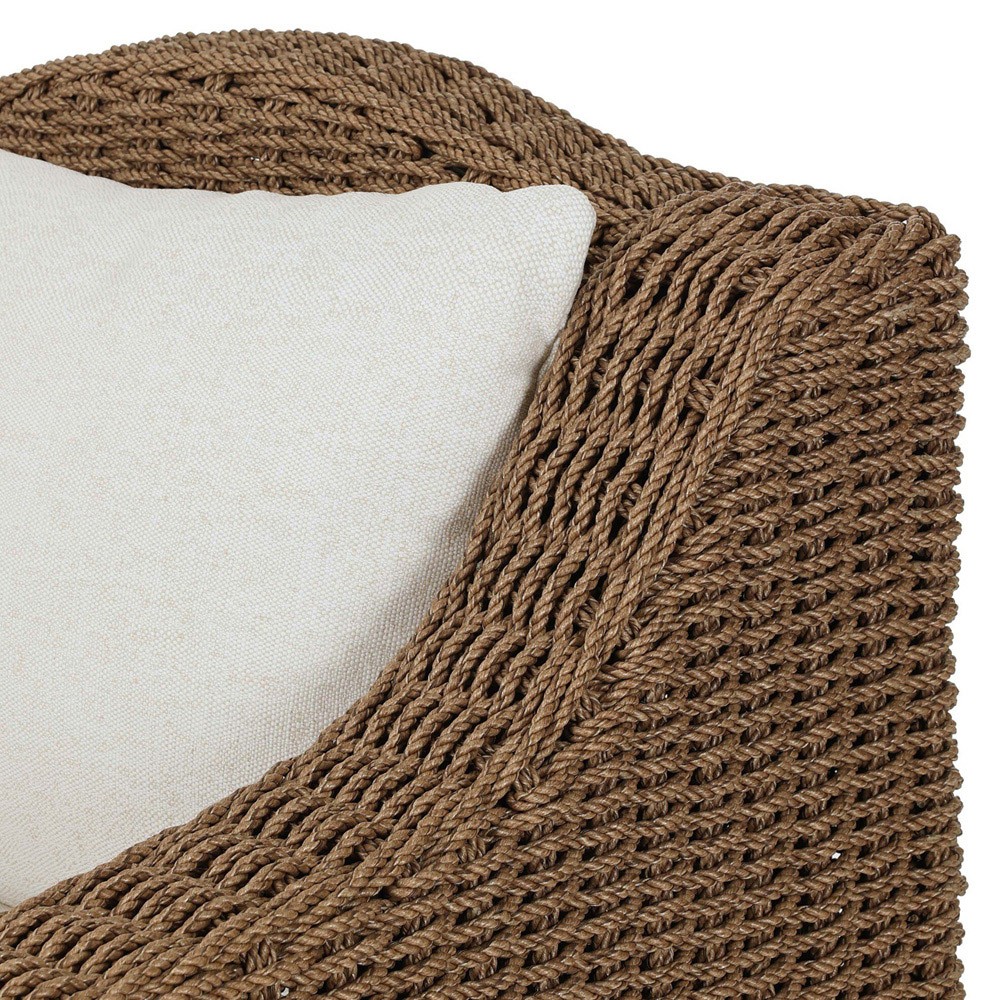 Marina Coastal Beach Cream Woven Outdoor Lounge Chair|