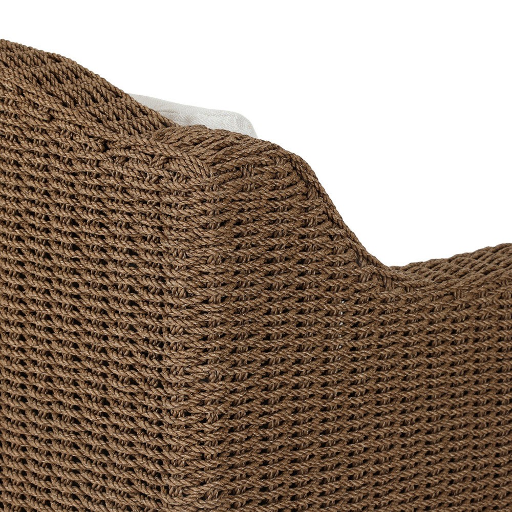 Marina Coastal Beach Cream Woven Outdoor Lounge Chair|