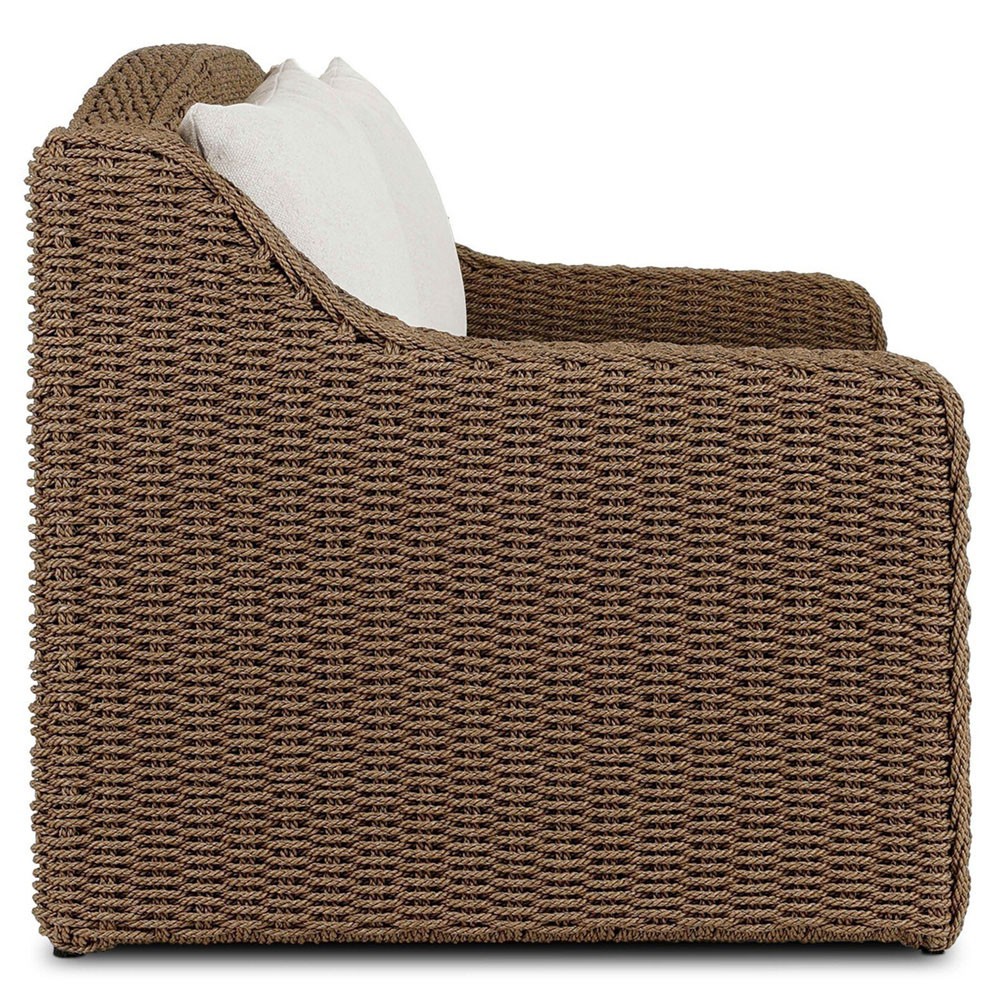 Marina Coastal Beach Cream Woven Outdoor Sofa - 93"|