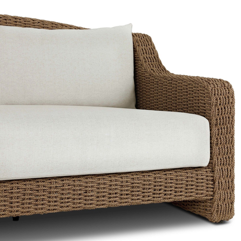 Marina Coastal Beach Cream Woven Outdoor Sofa - 93"|