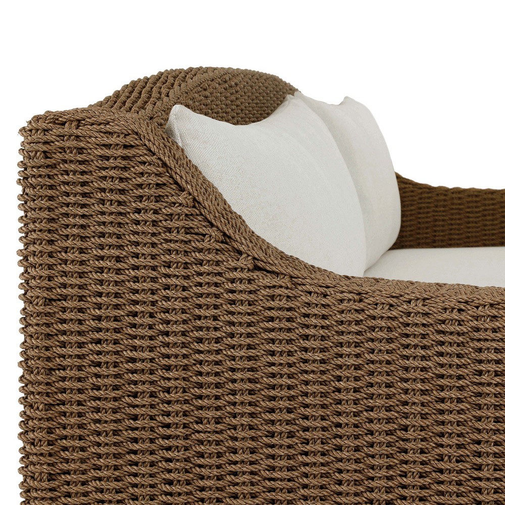 Marina Coastal Beach Cream Woven Outdoor Sofa - 93"|
