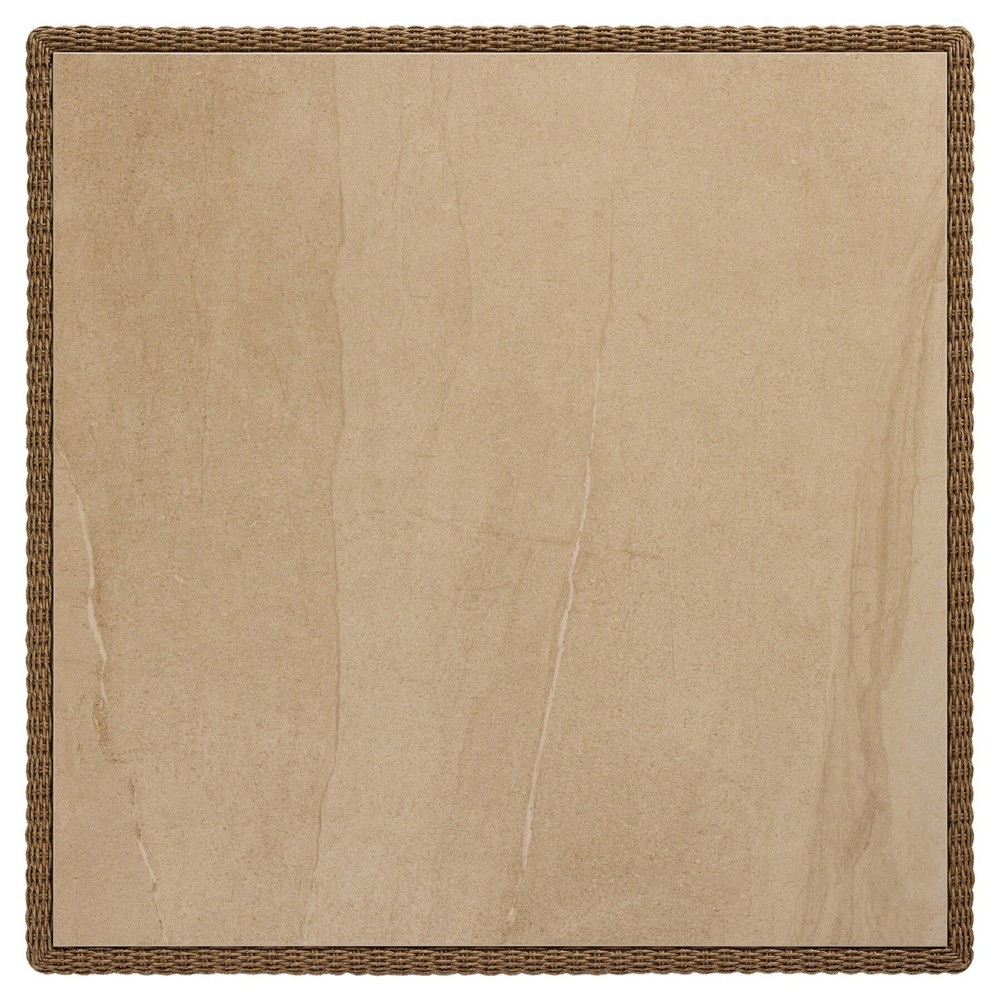 Maris Coastal Beach Beige Stone Woven Outdoor Coffee Table|