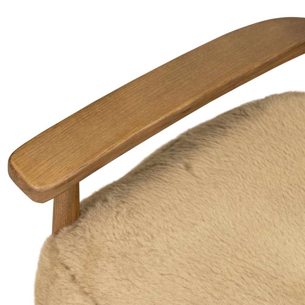 Marisol Updated Traditional Beige Shearling Wing Arm Chair|