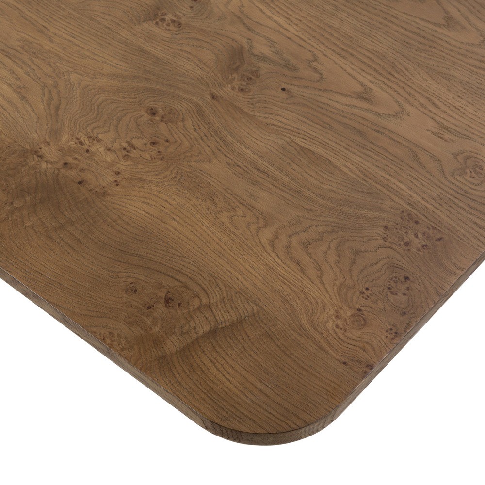 Morley Modern Classic Brown Burl Oak Rectangular Coffee Table|