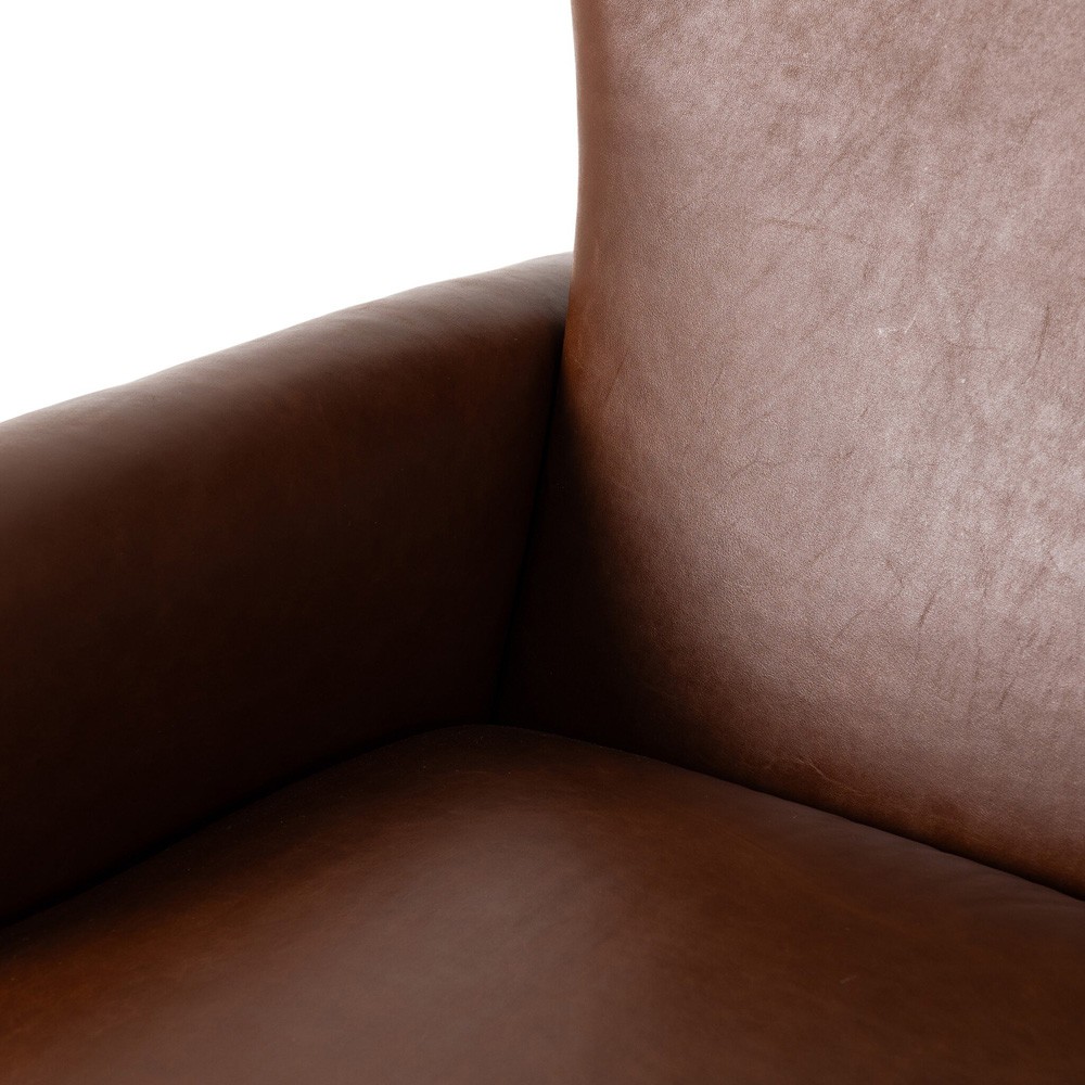 Neera Updated Traditional Brown Leather Wingback Recliner|