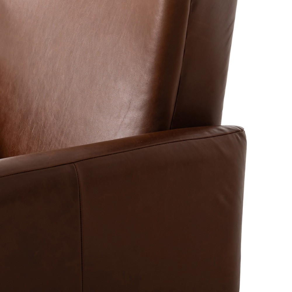 Neera Updated Traditional Brown Leather Wingback Recliner|