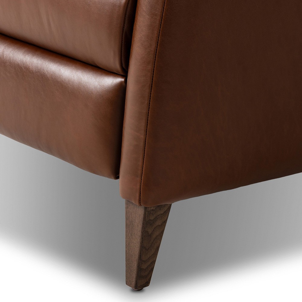 Neera Updated Traditional Brown Leather Wingback Recliner|