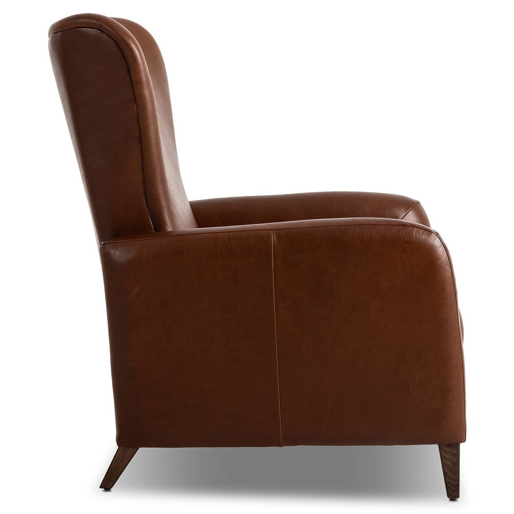 Neera Updated Traditional Brown Leather Wingback Recliner|