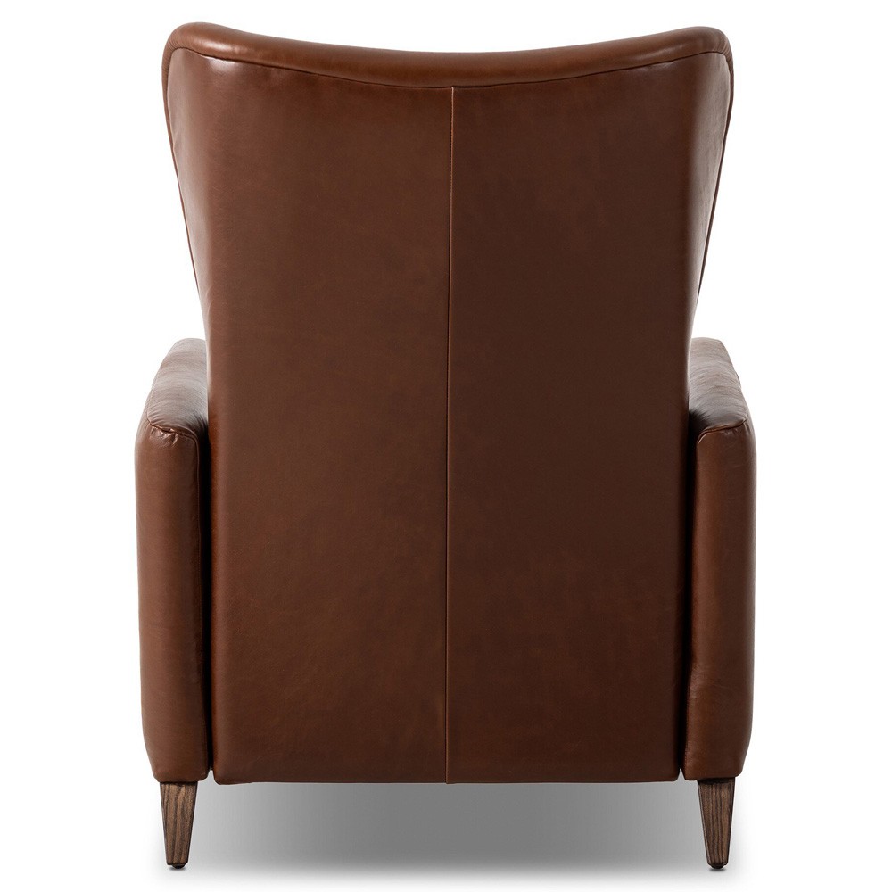 Neera Updated Traditional Brown Leather Wingback Recliner|