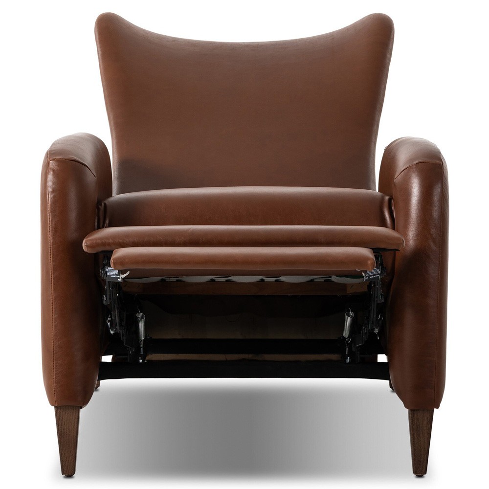 Neera Updated Traditional Brown Leather Wingback Recliner|