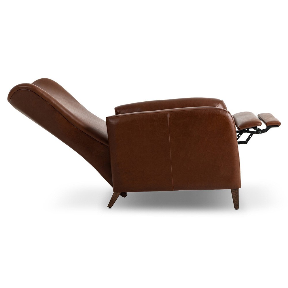 Neera Updated Traditional Brown Leather Wingback Recliner|