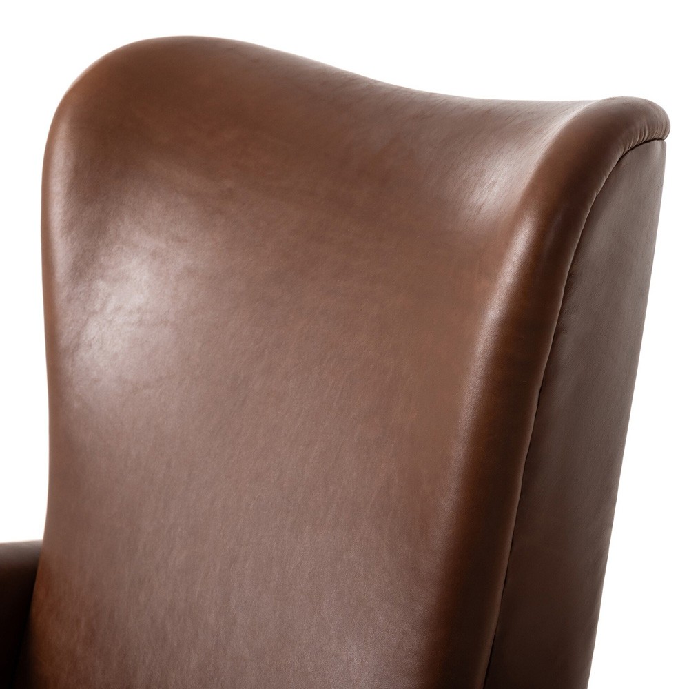 Neera Updated Traditional Brown Leather Wingback Recliner|