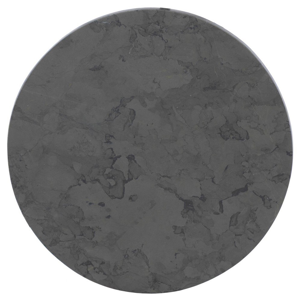 Nina Updated Traditional Grey Marble Black Iron Drink Table|