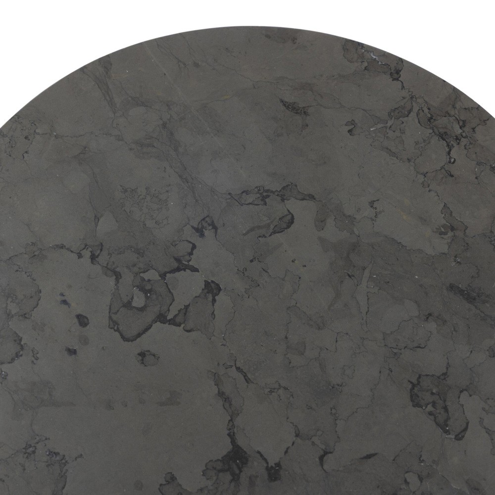 Nina Updated Traditional Grey Marble Black Iron Drink Table|