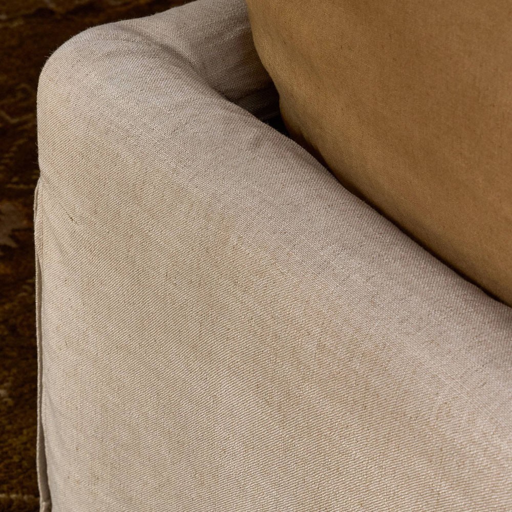 Oasley Updated Traditional Beige Slipcovered Bed - Queen|