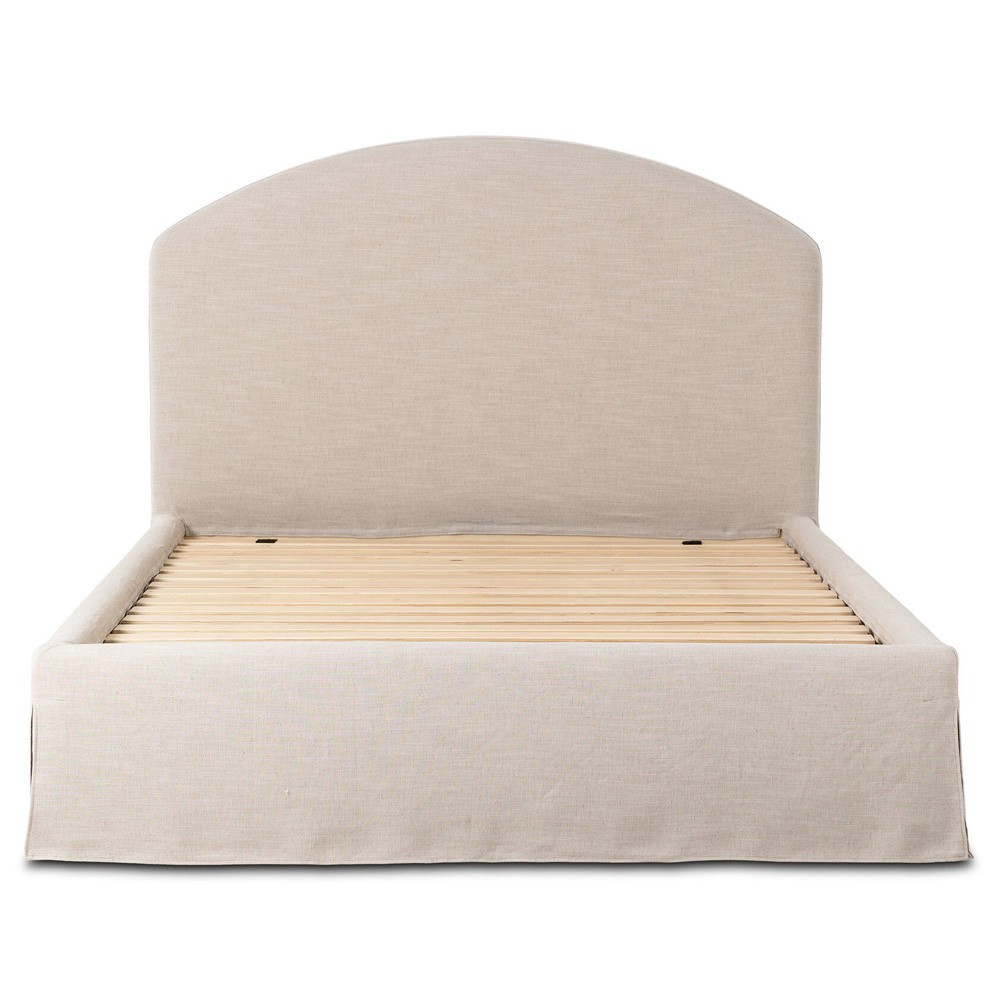 Oasley Updated Traditional Beige Slipcovered Bed - Queen|