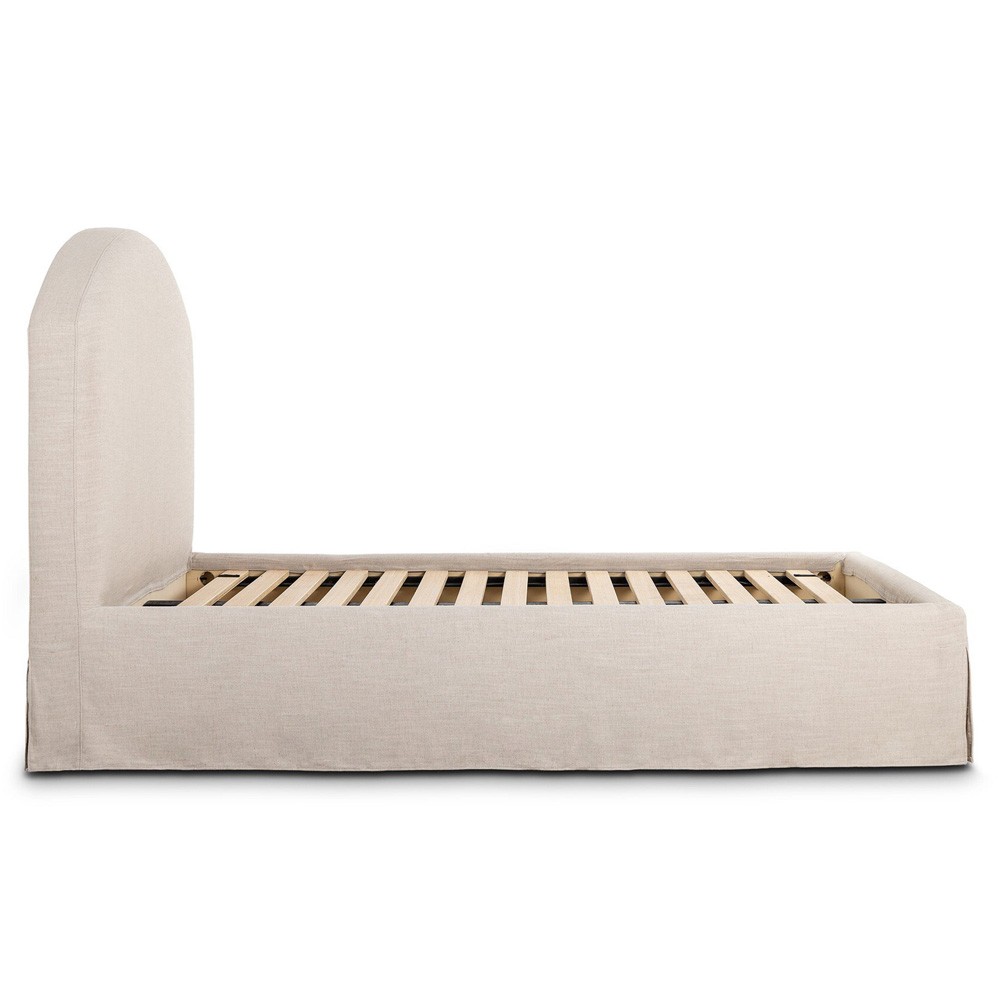 Oasley Updated Traditional Beige Slipcovered Bed - Queen|