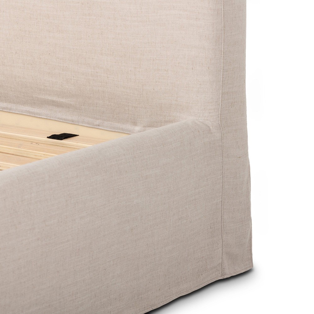 Oasley Updated Traditional Beige Slipcovered Bed - Queen|