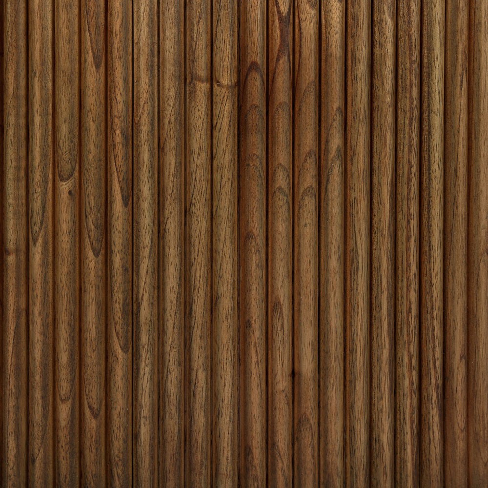 Ona Rustic Lodge Brown Wood Reeded Round Coffee Table|