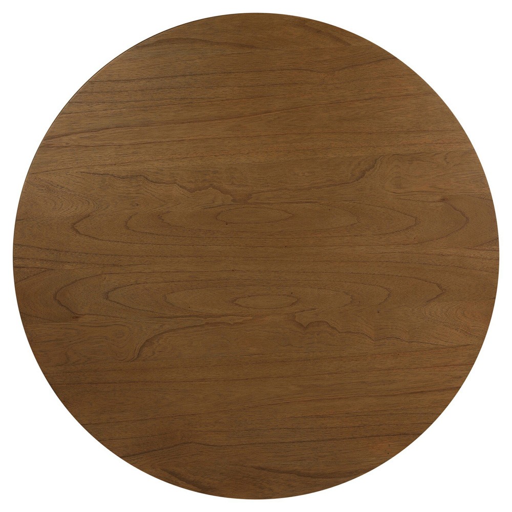 Ona Rustic Lodge Brown Wood Reeded Round Coffee Table|