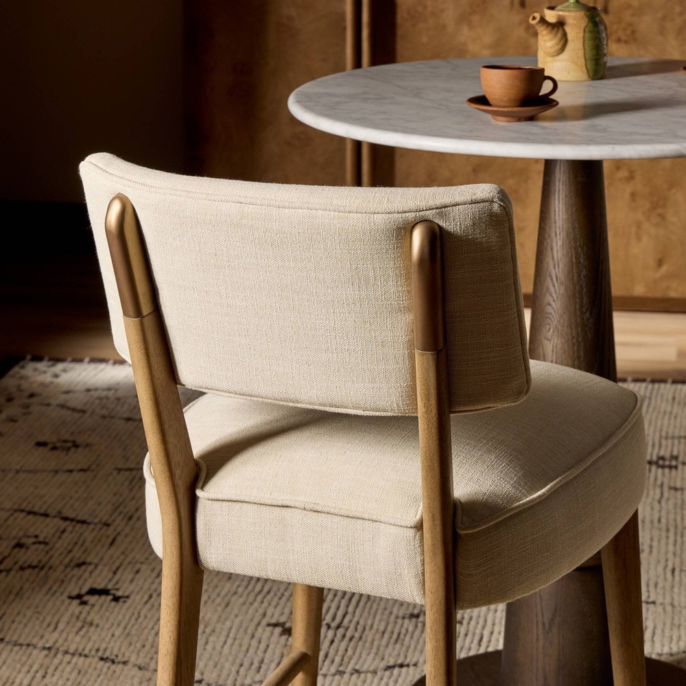 Andy Modern Classic Cream Performance Brown Wood Counter Stool|