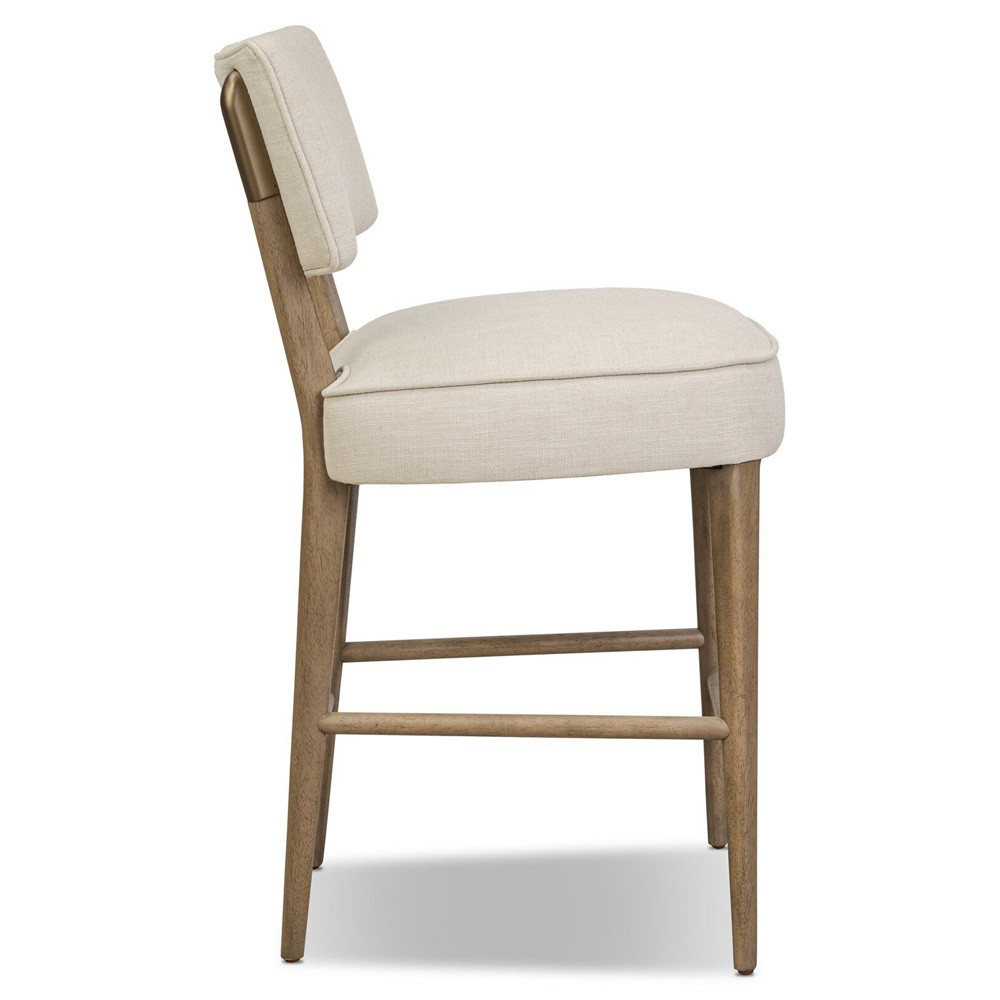 Andy Modern Classic Cream Performance Brown Wood Counter Stool|