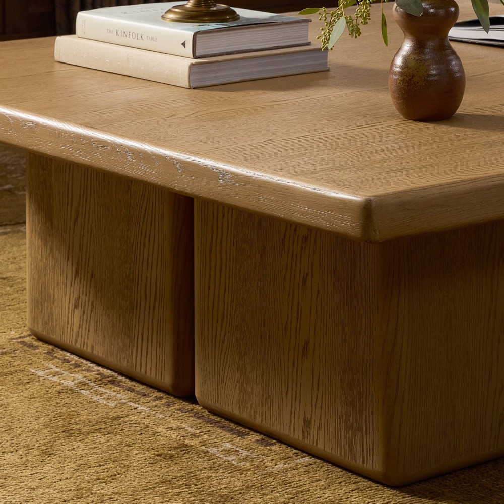 Pecos Modern Classic Light Wash Oak Square Coffee Table|