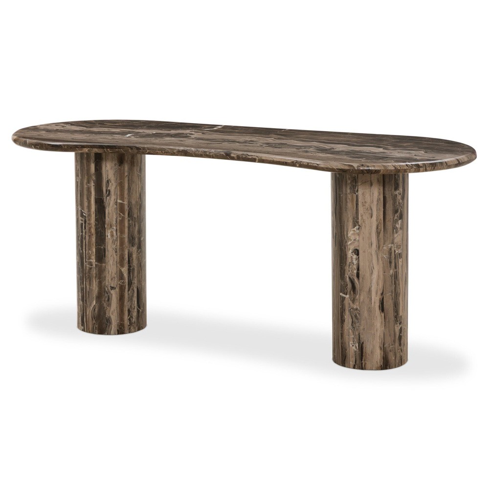 Ponce Modern Classic Brown Marble Oval Desk|