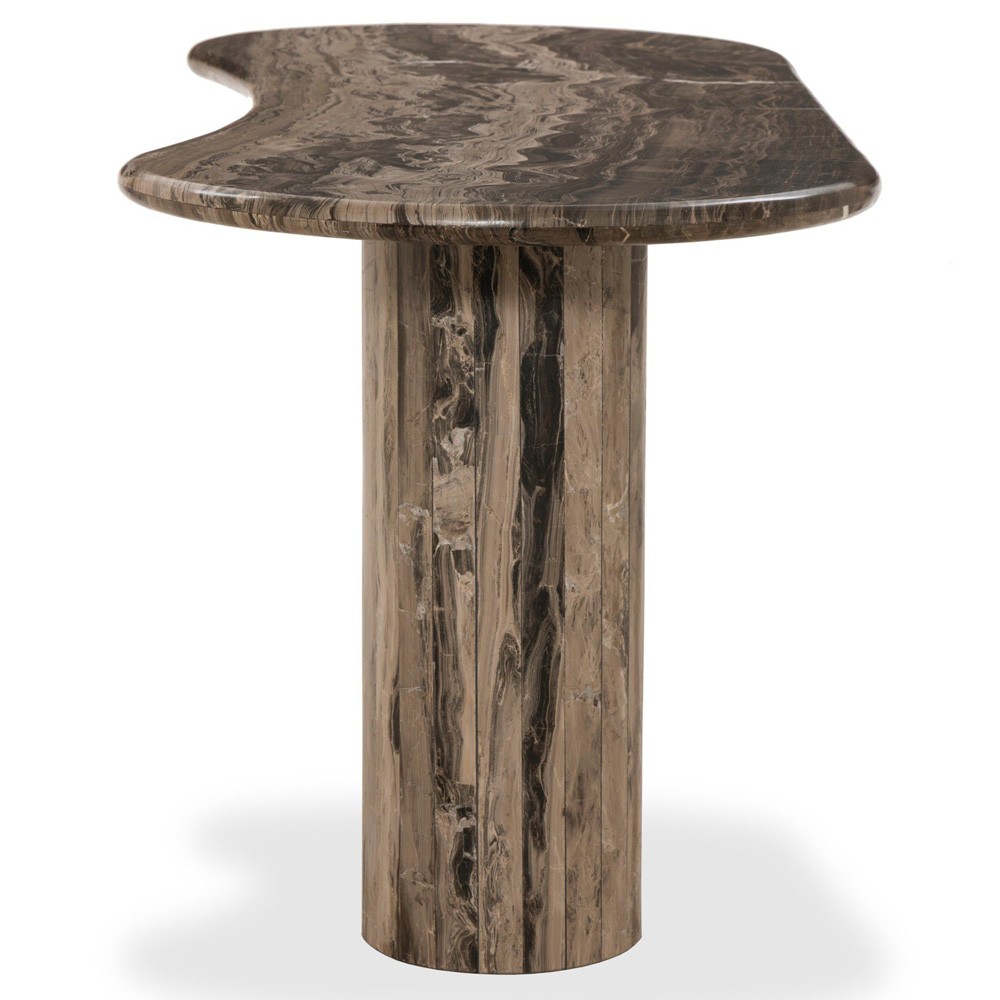Ponce Modern Classic Brown Marble Oval Desk|