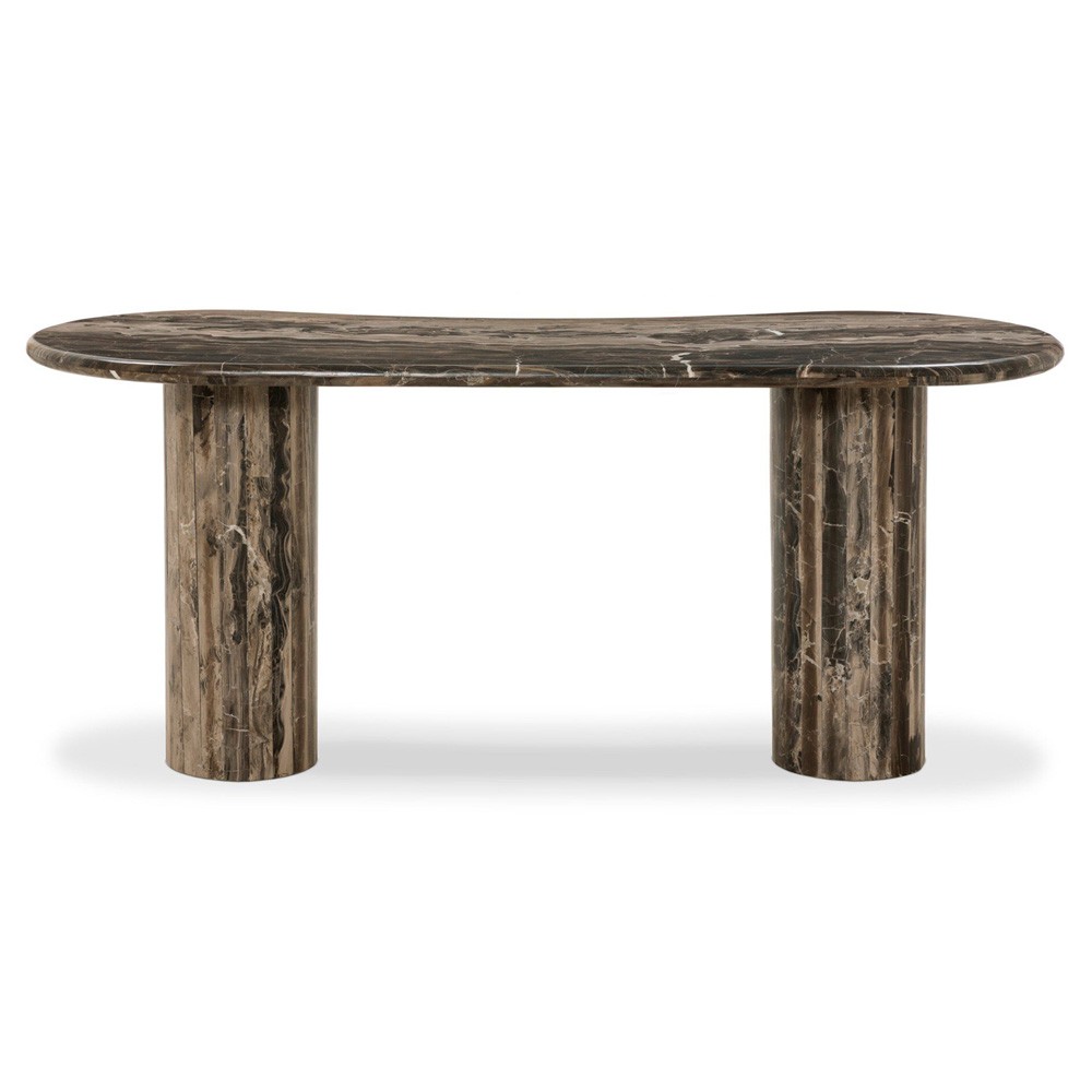 Ponce Modern Classic Brown Marble Oval Desk|
