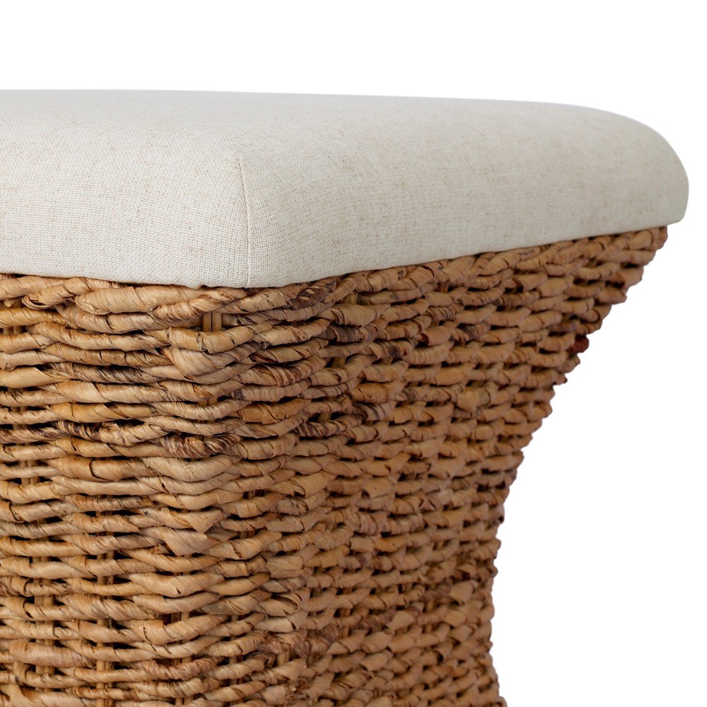 Raiko Coastal Beach Cream Woven Accent Stool|