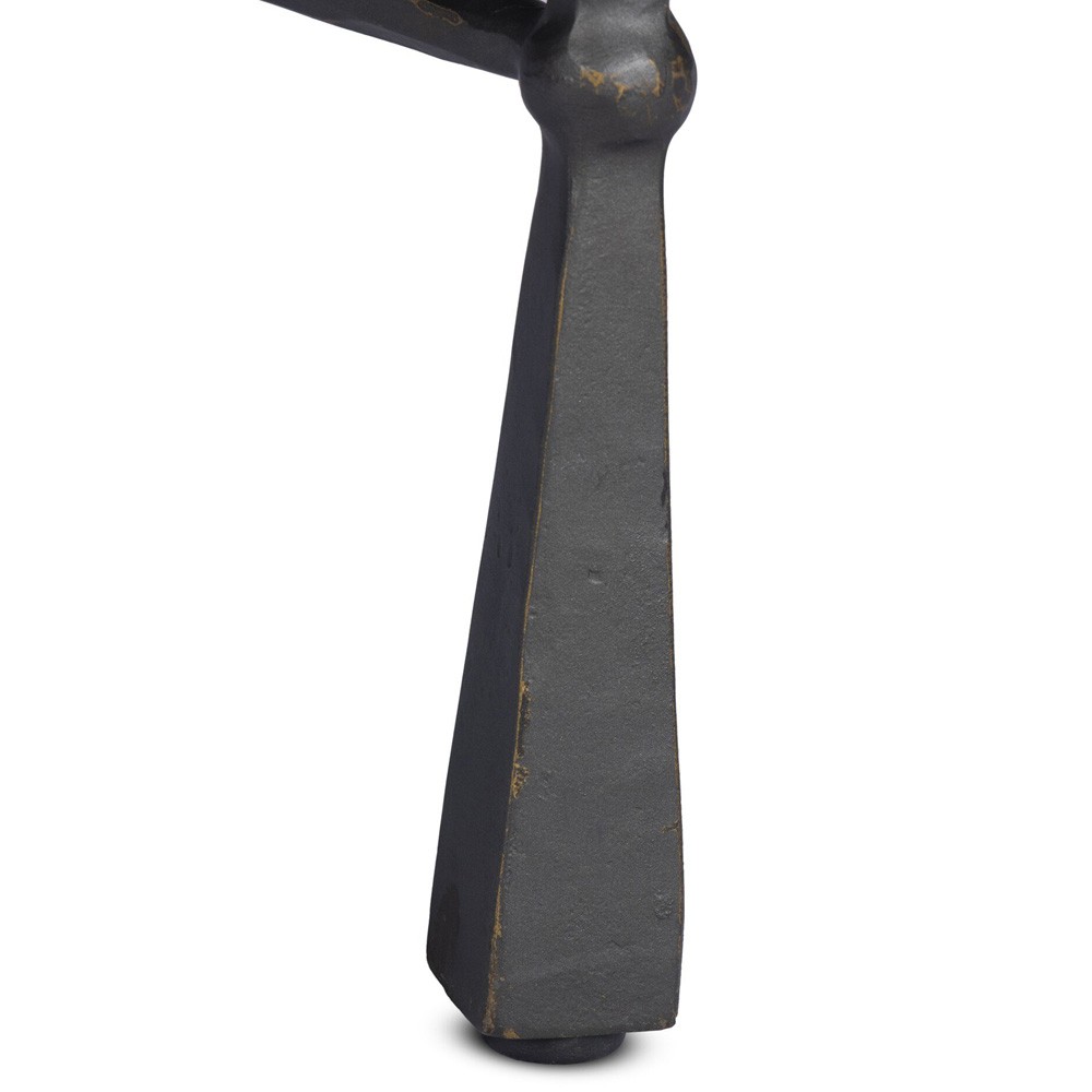 Rayna Updated Traditional Grey Marble Black Iron Oval Coffee Table|