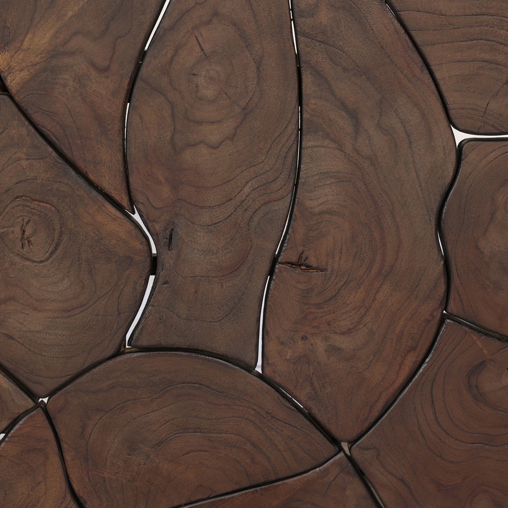 Ridge Rustic Lodge Dark Brown Teak Rectangular Block Outdoor Coffee Table|