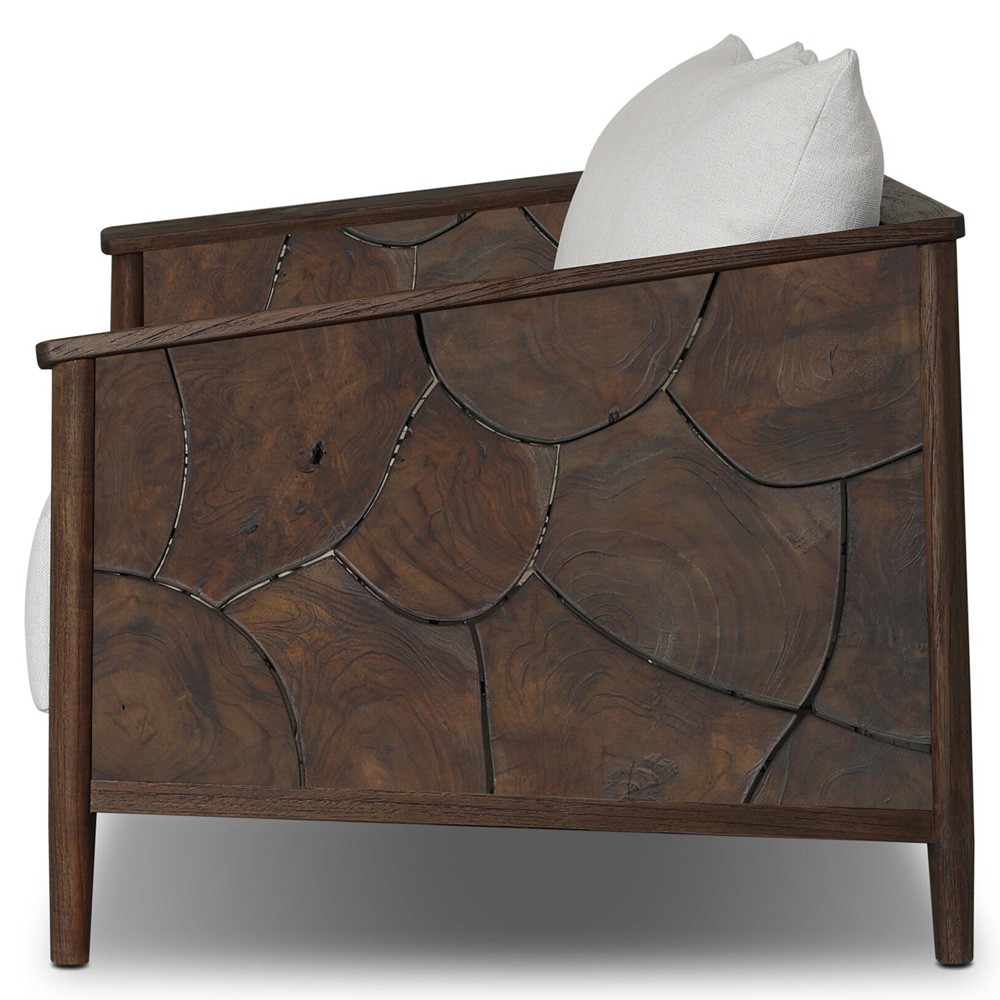 Ridge Rustic Lodge Dark Brown Teak Outdoor Sofa - 58"|