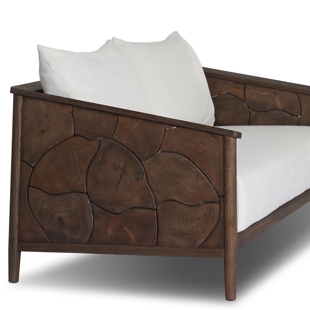 Ridge Rustic Lodge Dark Brown Teak Outdoor Sofa - 58"|