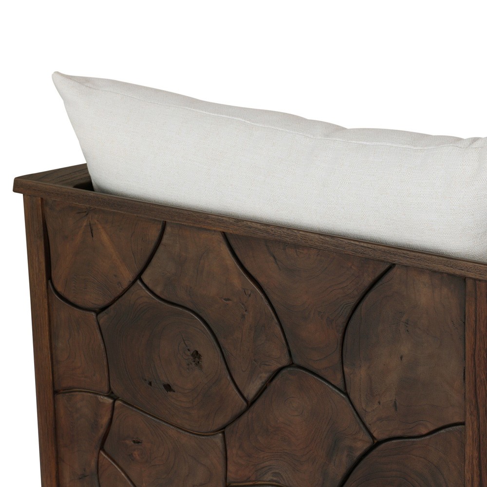 Ridge Rustic Lodge Dark Brown Teak Outdoor Sofa - 58"|