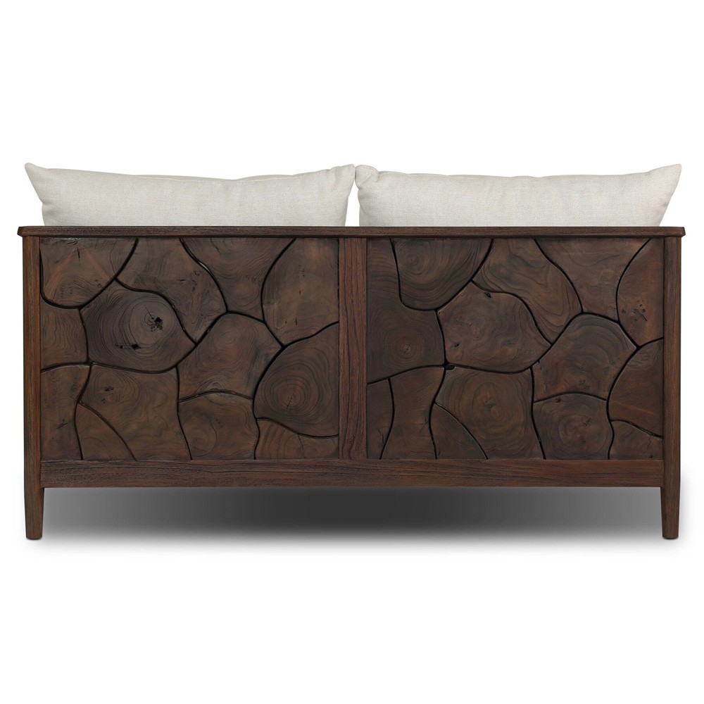 Ridge Rustic Lodge Dark Brown Teak Outdoor Sofa - 58"|